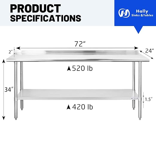 Hally Sinks & Tables HStainless Steel Table - Image 3
