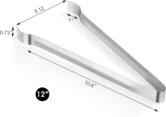 Serving Tongs in Silver Stainless Steel with Satin Finish