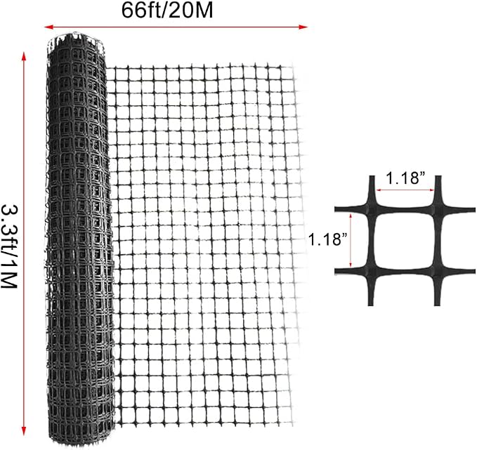 Plastic Garden Fence Animal Barrier, 3.28 x 66 FT Heavy Duty Hard Plastic Mesh - Image 3