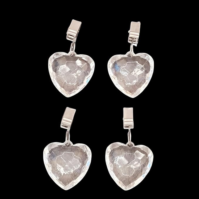 TwoFish Home Set of 4 Crystal Heart Tablecloth Clamps Crystal Heart Handicraft - Image 4