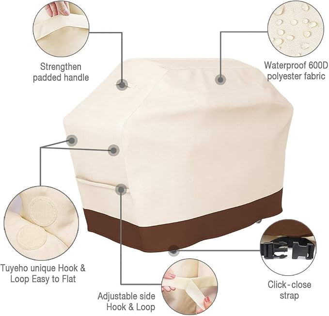 Tuyeho Grill Cover 65 x 24 x 46 inch, 600D Heavy Duty Gas BBQ Cover w/Side - Image 5