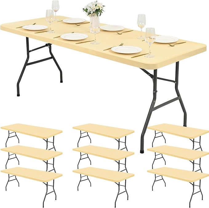10 Pack Stretch Fabric Table Top Cap Cover, Washable Elastic Universal by Pesonlook