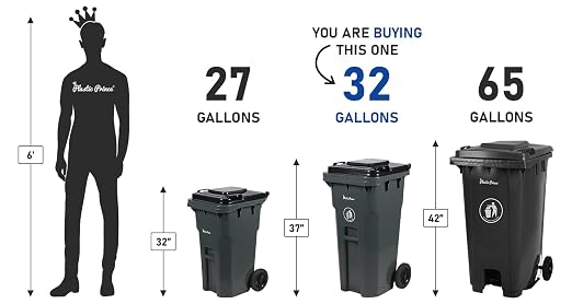 32 Gallon Trash Can with Wheels Outdoor Trash Can with Wheels and Lid - Image 3