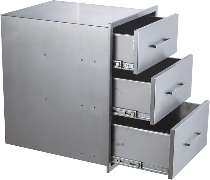 yuxiangBBQ Outdoor Kitchen Drawers Stainless Steel 3-Drawer BBQ Drawer 18" W x - Image 5