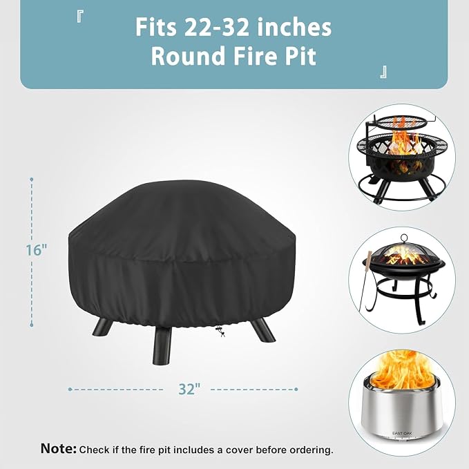 SHINESTAR Fire Pit Cover Round 32 In, Outdoor Fire Pit Cover - Image 2