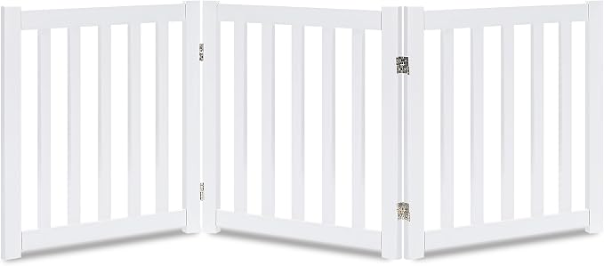 LZRS 3-Panel Wooden Free Standing Foldable Dog Gate Indoor – 24" High, by LZRSPET