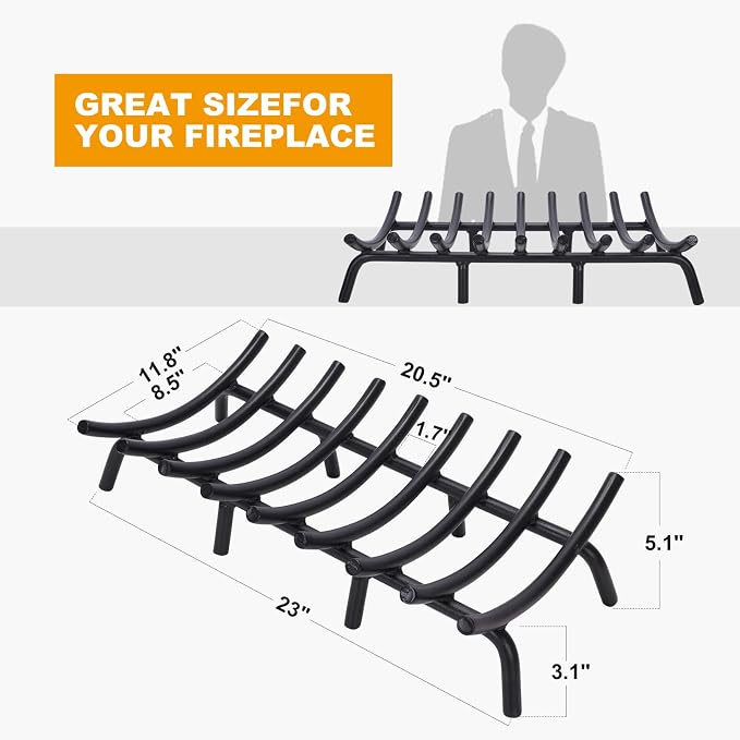 Fire Pit Grate - 23 Inch Fireplace Grate 3/4" Heavy Duty Firewood Stove Log - Image 4