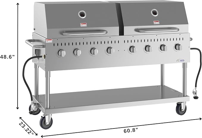 60 in. 8-Burner Commercial Outdoor Propane Gas Grill - Image 4
