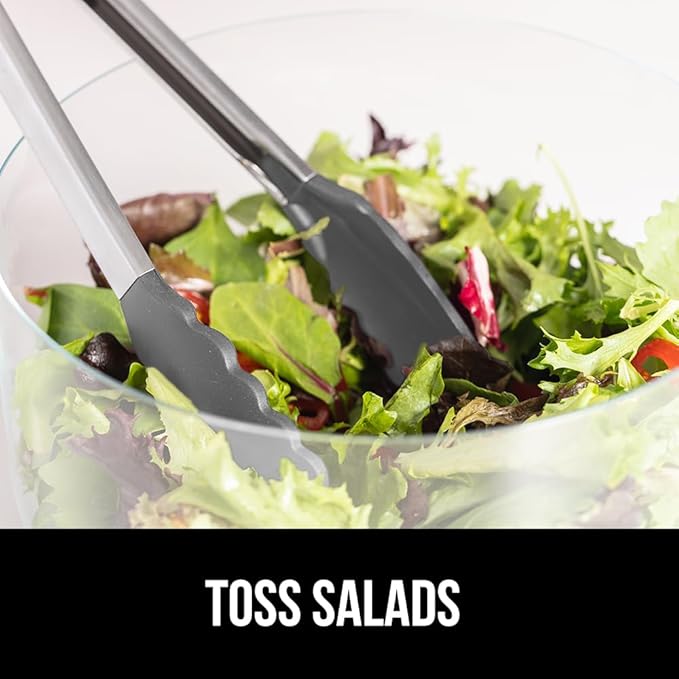 Tongs in Gray with Silicone Heads and Stainless Steel, 7 and 9 Inch Sizes