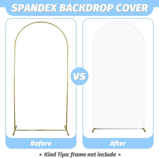 MODFUNS White Arch Cover Set of 3 Fitted Wedding Arch Covers 4ft 5ft 6ft Arched - Image 4