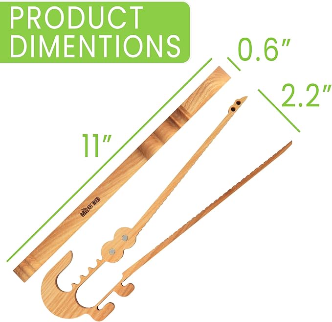 Tongs: Crocodile Shape, One-Piece Ash Wood, Kid-Friendly Design
