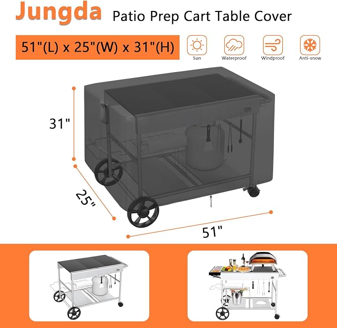 Outdoor Grill Cart Cover for BBQMall Pizza Oven Table, Waterproof Outdoor Pizza - Image 2