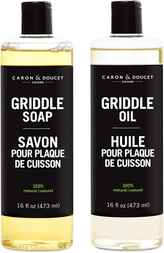 CARON & DOUCET - 100% Plant-Based Griddle Cleaning Set: Seasoning Oil & Soap by CaronDoucet