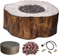 Elementi | Manchester Gas Fire Pit Cast Concrete Semi-Round Fire Table by AMSFireplaceInc