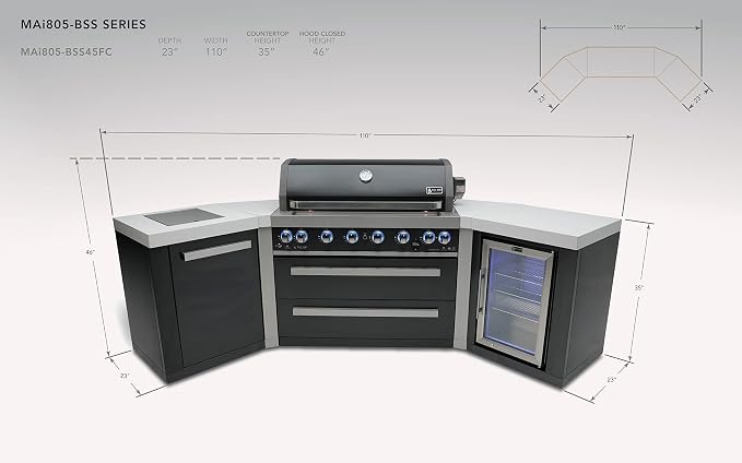 Mont Alpi MAi805-BSS45FC 44-inch 6-Burner 115000 BTU 45 Degree Black Stainless - Image 3
