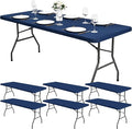 6 Pack Stretch Fabric Table Top Cap Cover, fits 6Ft Tables, Spandex Table by Pesonlook