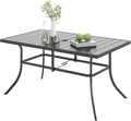 Outdoor Patio Dining Table for 6, All Weather Wrought Iron Black Outdoor Table by MIXPATIO