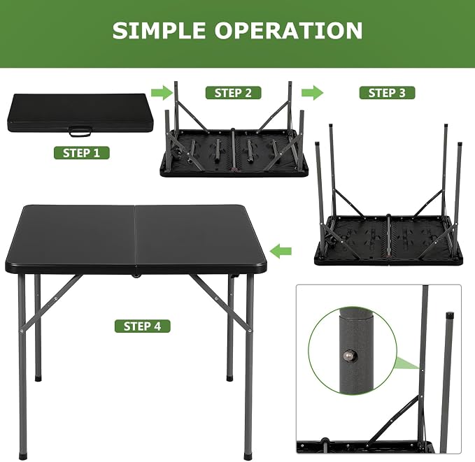 BestOffice Outdoor 34" Folding Card Table Plastic Table Portable Square Height - Image 4