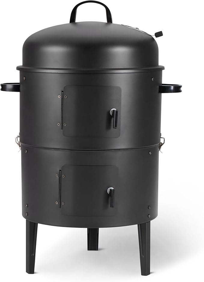 Amazon Basics 16 inch Vertical Charcoal Outdoor Smoker, BBQ Grill, Adjustable by AmazonBasics