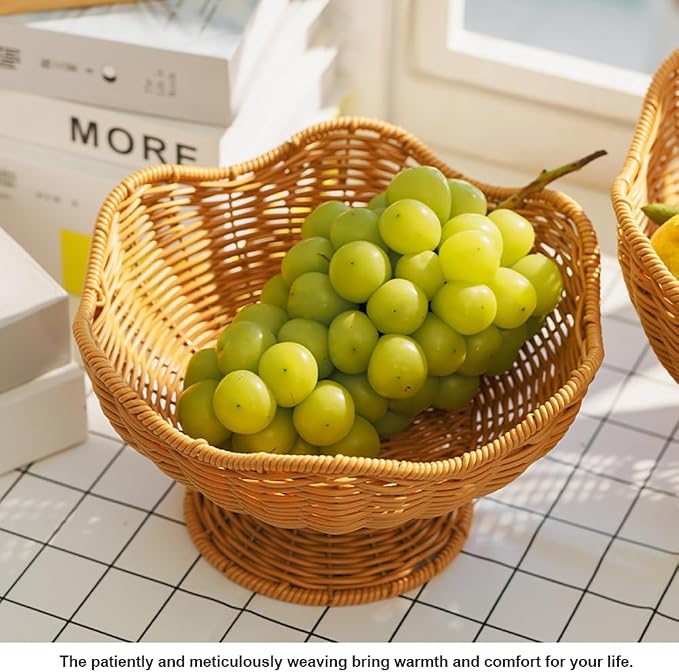 RT&BS Round Woven Fruit Basket for Counter, Christmas Food Bowl, Eco-Friendly - Image 4