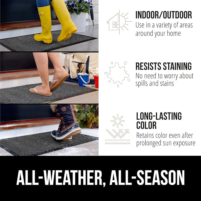 GORILLA GRIP 100% Waterproof All-Season WeatherMax Doormat, Durable Natural - Image 4