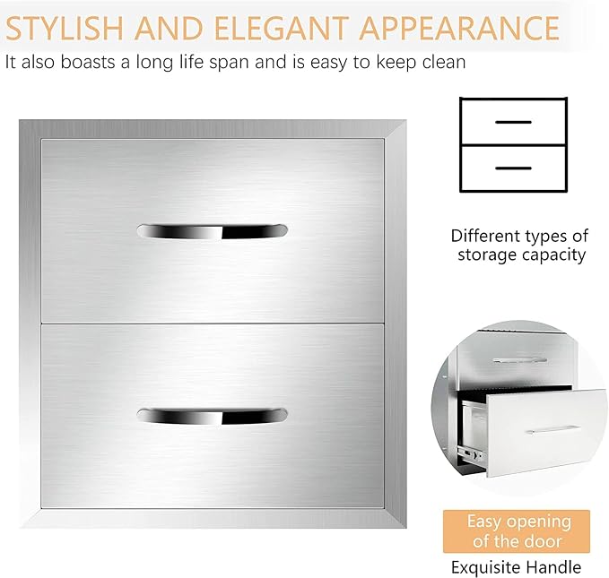 Outdoor Kitchen Drawers, Flush Mount Triple Access BBQ Drawers - Image 3