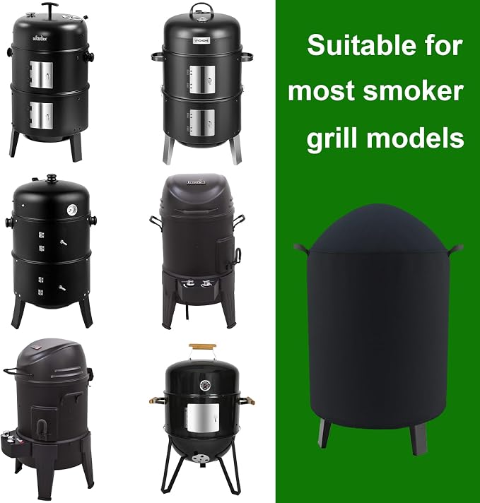 Outdoor Round Vertical Smoker Cover Fits Big Horn Outdoors 16", Outvita 17" & - Image 8