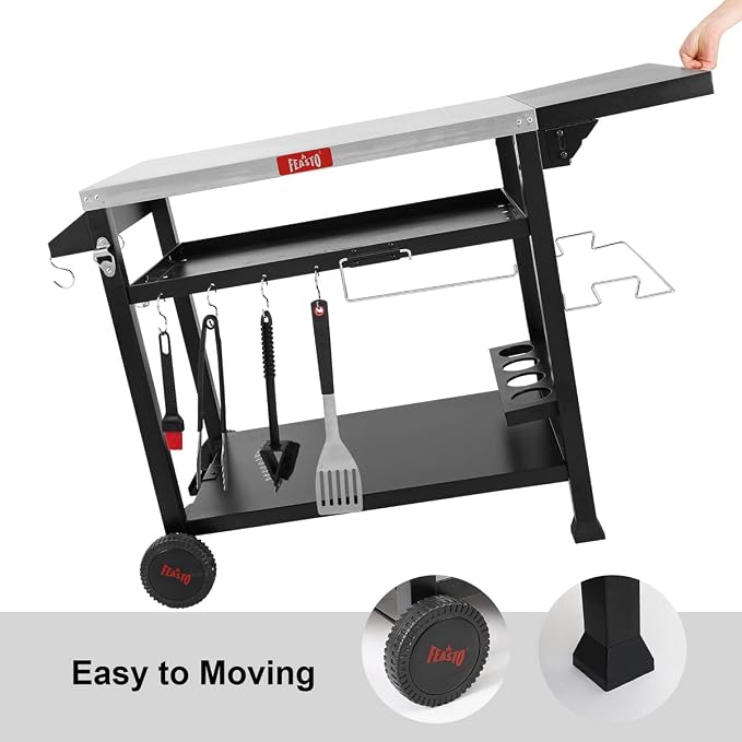Outdoor Grill Cart, Pizza Oven Table Stand - Image 9
