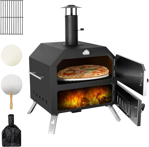 15’’ Outdoor Pizza Oven Wood Fired Pizza Oven Portable Patio Ovens Included by PolarAurora