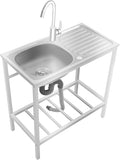 Portable Outdoor Utility Sink, Free Standing Single Bowl Kitchen Sink by Unknown