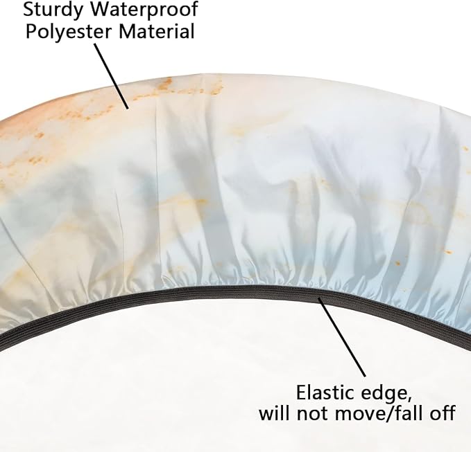 Marble Ripple Orange Blue Round Table Cloth Cover, Elastic Edge Waterproof - Image 5