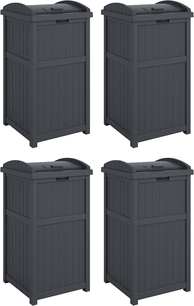 Suncast 4 Pack Outdoor Waste Bin Trash Hideaway Container by Suncast