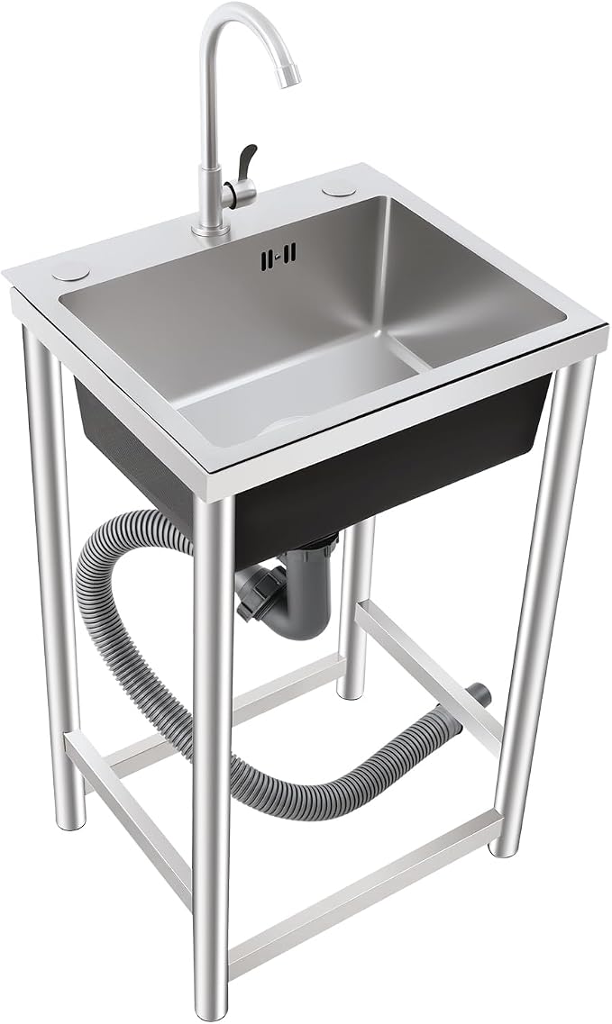 Free Standing Single Bowl Kitchen Sink Commercial, Outdoor Utility Sink by Unknown