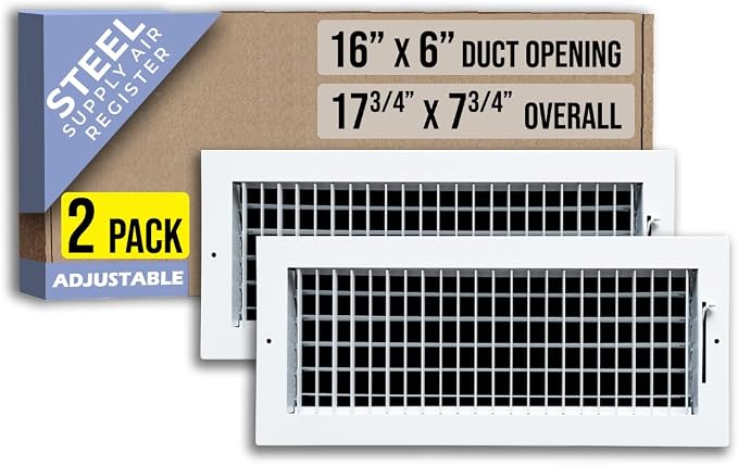 Fits 16x6 Duct Opening Steel Adjustable Air Supply Grille by Handua | Register by Handua