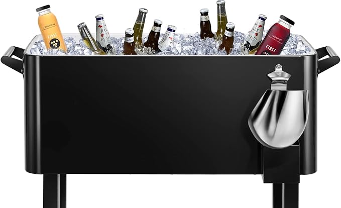 EDOSTORY 80 Quart Rolling Ice Chest Cooler Cart, Patio Backyard Party Drink - Image 2