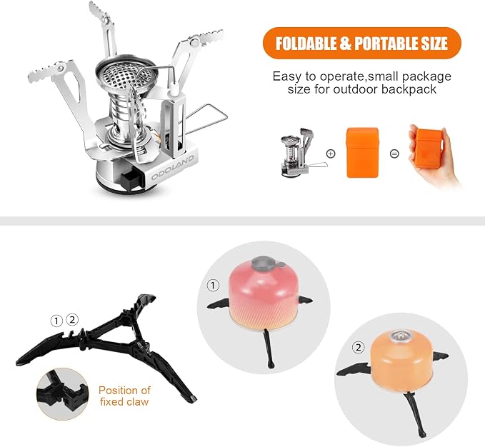 Odoland Camping Cookware Stove Carabiner Canister Stand Tripod and Stainless - Image 4