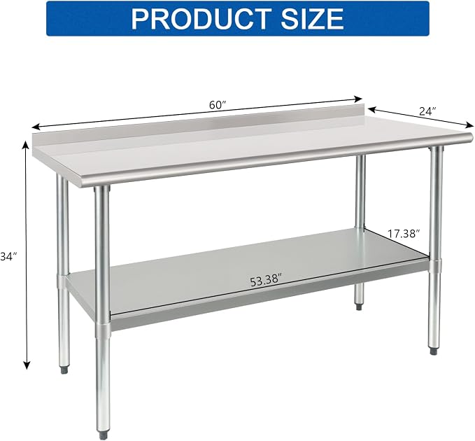 HARDURA Stainless Steel Prep & Work Table 30 x 60 Inches NSF Heavy Duty - Image 2
