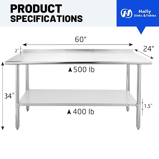 Hally Sinks & Tables H Stainless Steel Table - Image 3