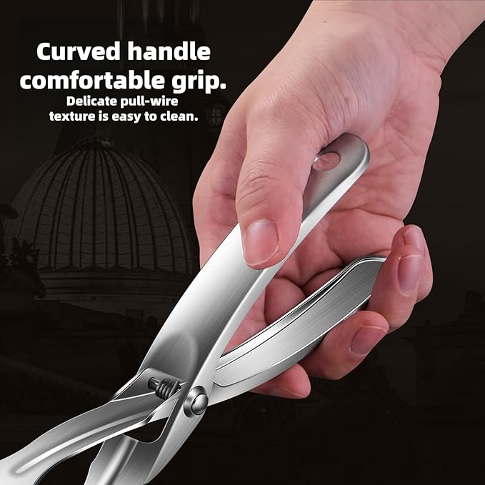 Stainless Steel Grilling Tongs with Spring Action, Silver, 10.8 Inch
