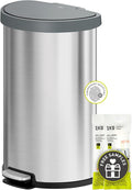 EKO Aria Brushed Stainless Steel Step Kitchen Trash Can Semi-Round 45L by EKO
