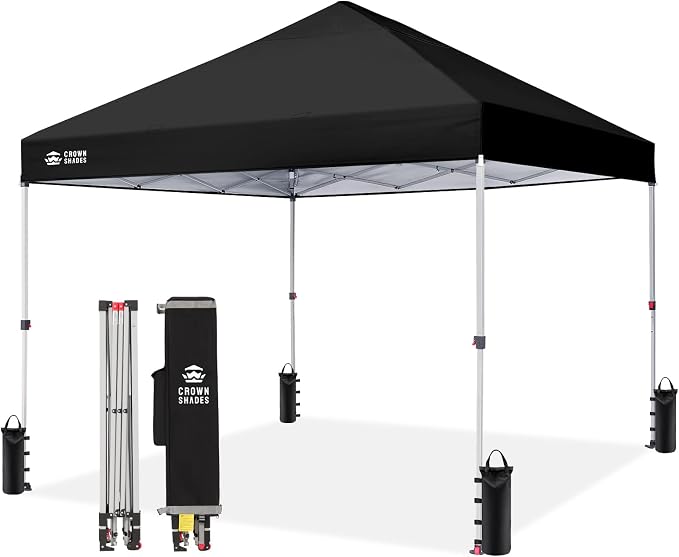 CROWN SHADES 8x8 Pop Up Canopy, Patented Center Lock One Push Instant Popup by CrownShades
