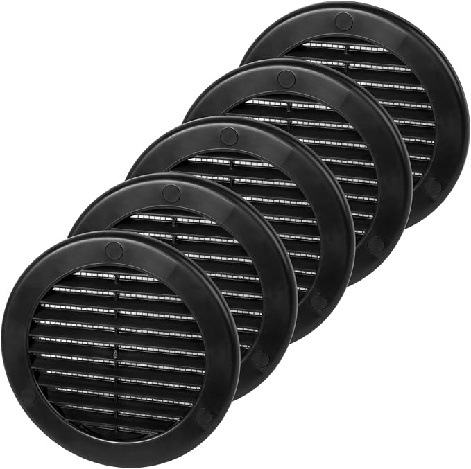 4 Inch Black Air Vent Cover – Pack of 5 – Plastic Round Air Vent Grill Cover by Unknown