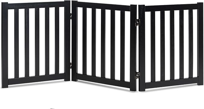 LZRS 3-Panel Wooden Free Standing Foldable Dog Gate Indoor – 24" High, by LZRSPET