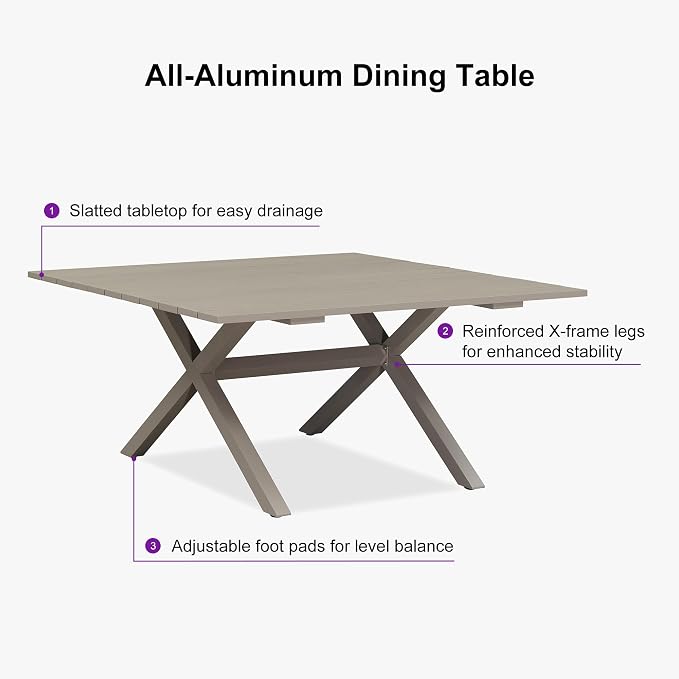 PURPLE LEAF 9 Pieces Outdoor Dining Set All Weather Wicker Patio Dining Set - Image 8