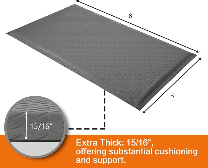 Nisorpa Anti Fatigue Mats Industrial 3' x 6' Ergonomic Standing Mat 15/16" - Image 3
