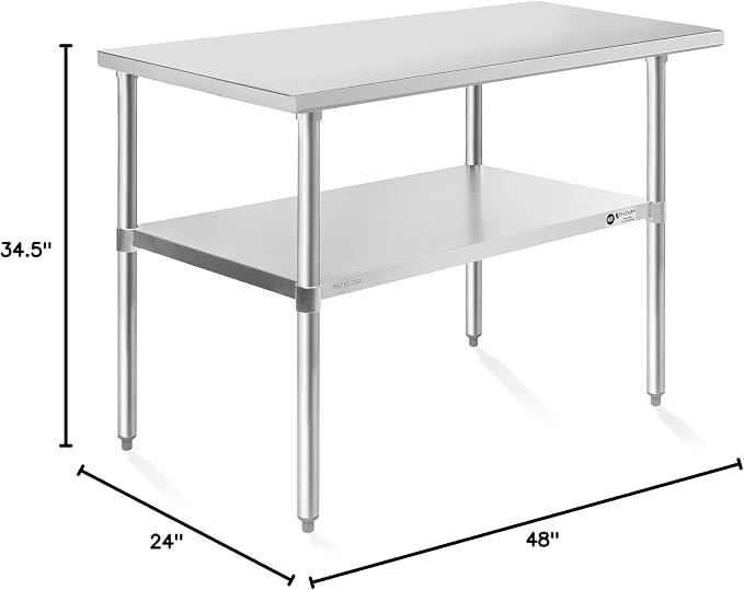 KUTLER Stainless Steel Table 24 x 48 Inches, NSF Heavy Duty Commercial Kitchen - Image 2