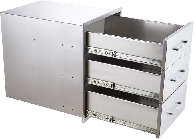 yuxiangBBQ Outdoor Kitchen Drawers Stainless Steel 3-Drawer BBQ Drawer 14" W x - Image 6