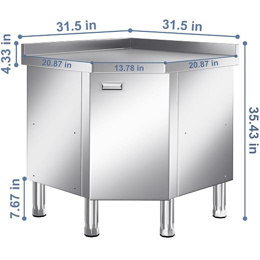KINGBO Stainless Steel Corner Cabinet Heavy Duty Prep Table - Image 6