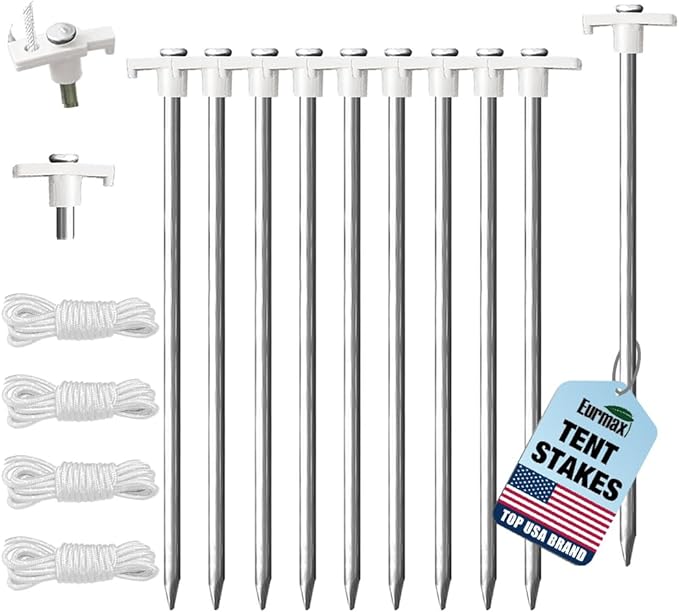 Eurmax USA Galvanized Non-Rust Camping Family Tent Pop Up Tent Stakes Canopy by Eurmax