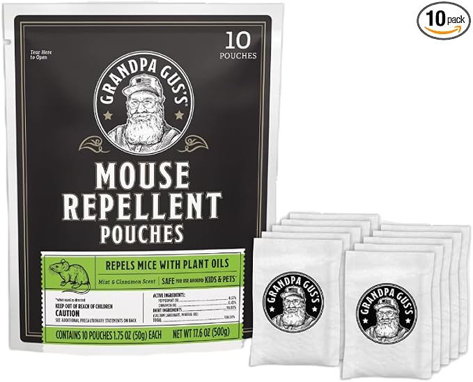 Grandpa Gus’s Extra-Strength Mouse Repellent Pouches, Peppermint & Cinnamon Oil by GrandpaGussPestControlProducts